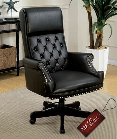 Traditional Black Leather Office Chair