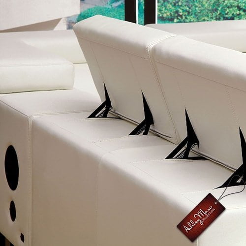White Home Theater Couch with Headrests