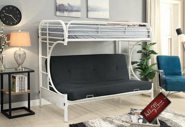 White Metal Bunk Bed