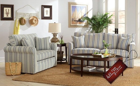 striped living room set